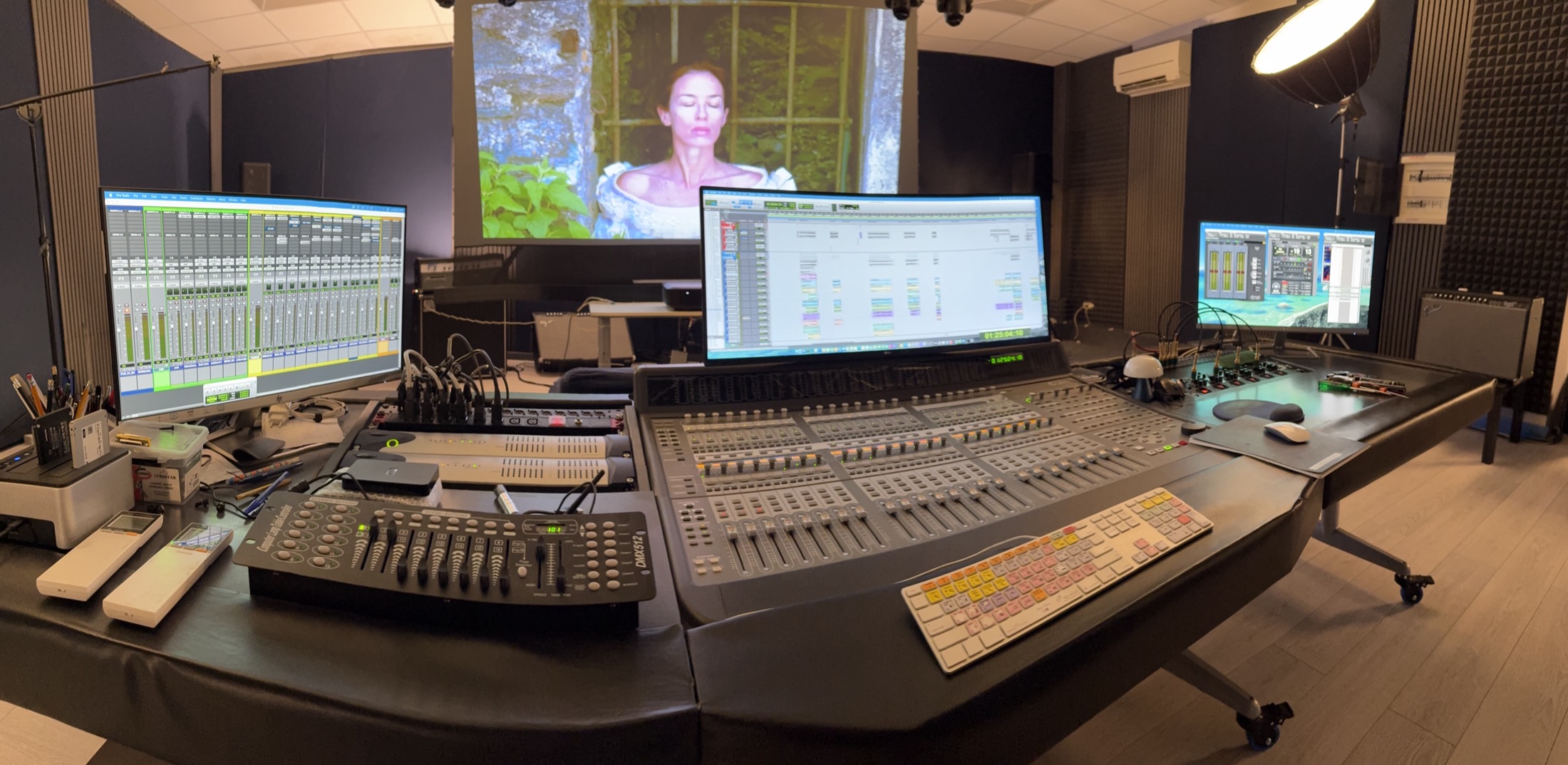 Mixing desk and outboard equipment in the Groove Factory control room