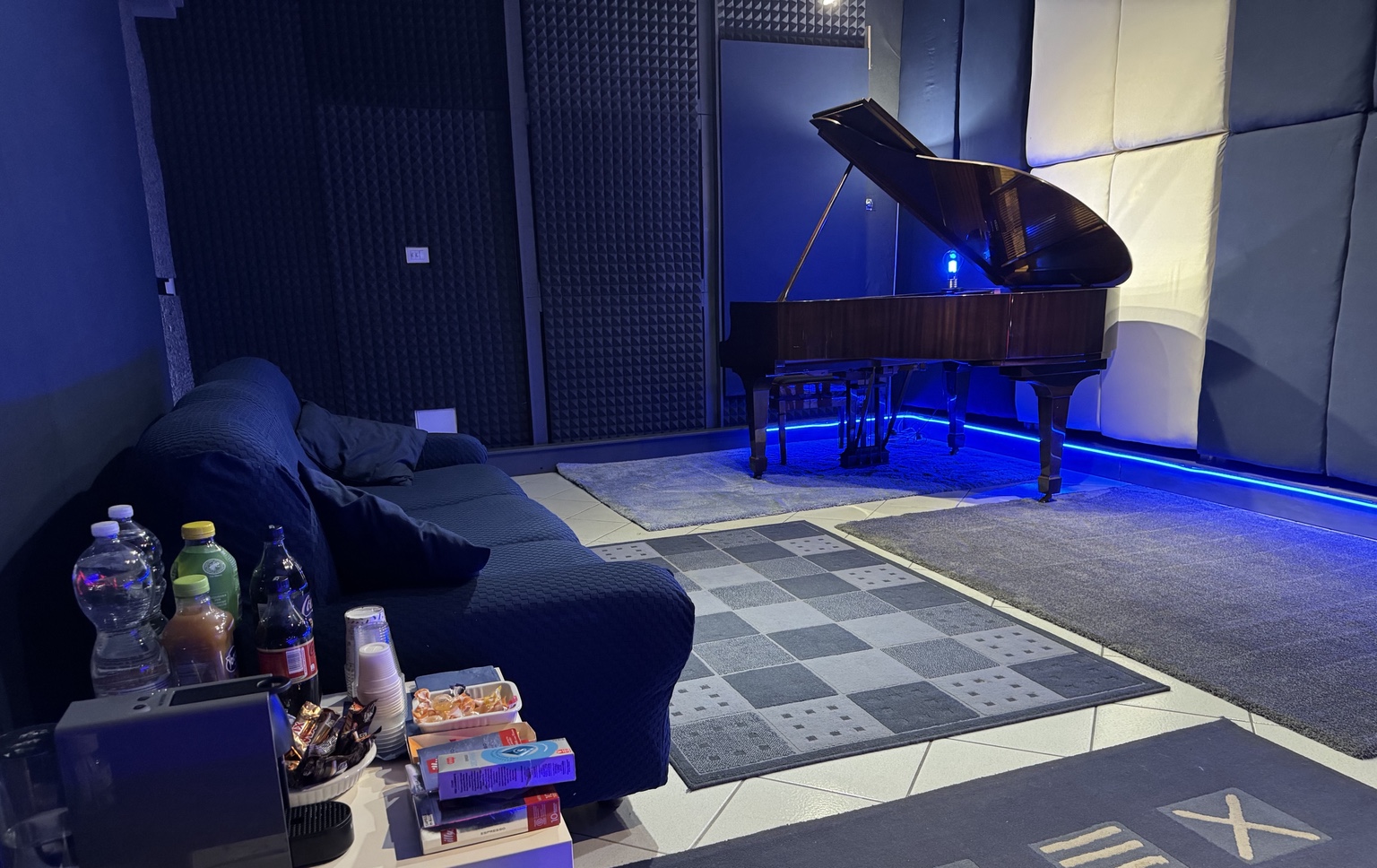 Studio B with its Steinway piano